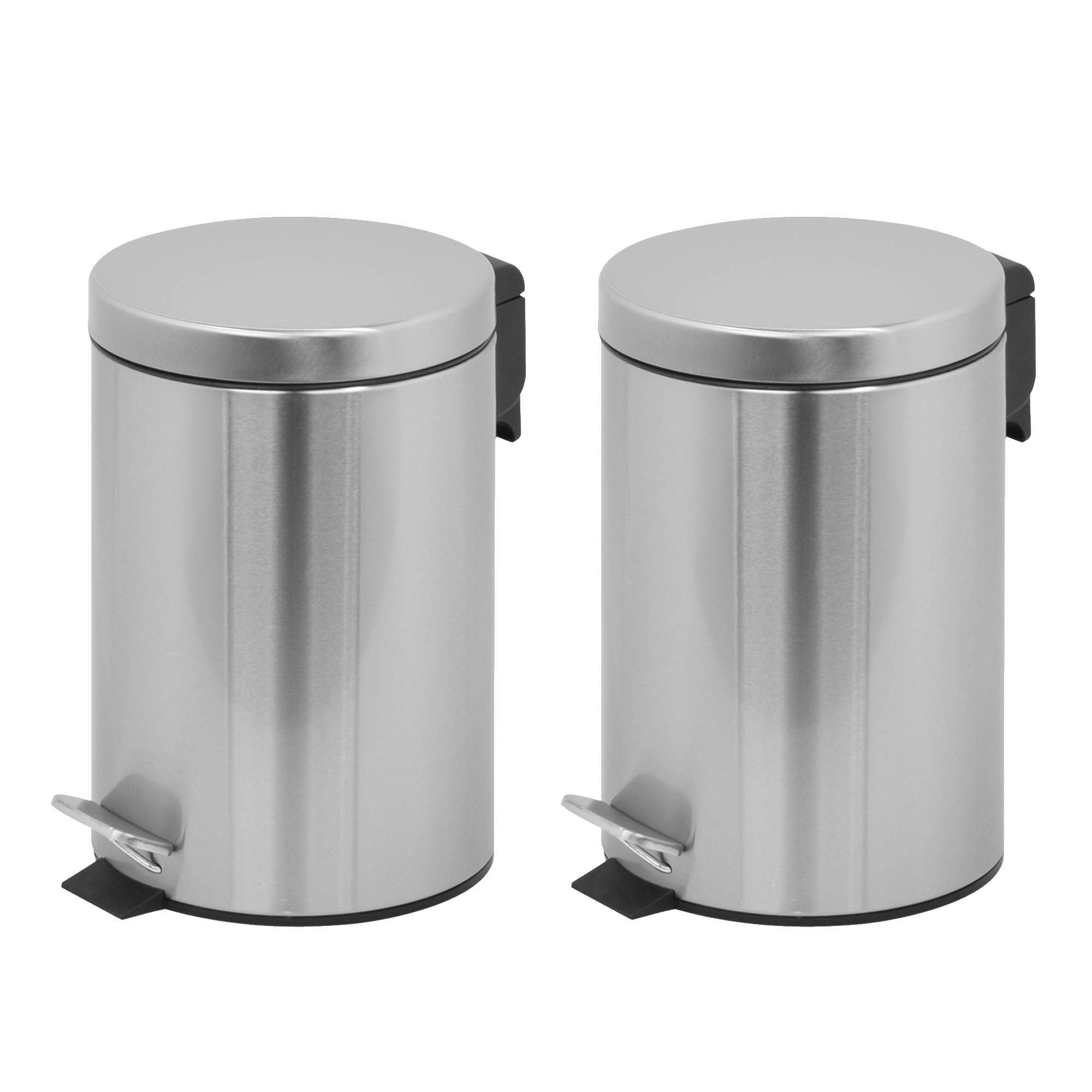 Innovaze 2.6 Gal./10 Liter Slim Stainless Steel Step-On Trash Can for Bathroom and Office - Silver