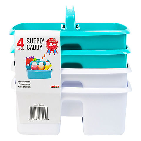 Storex Three-Compartment 4-Pk. Supply Caddy - Assorted Colors