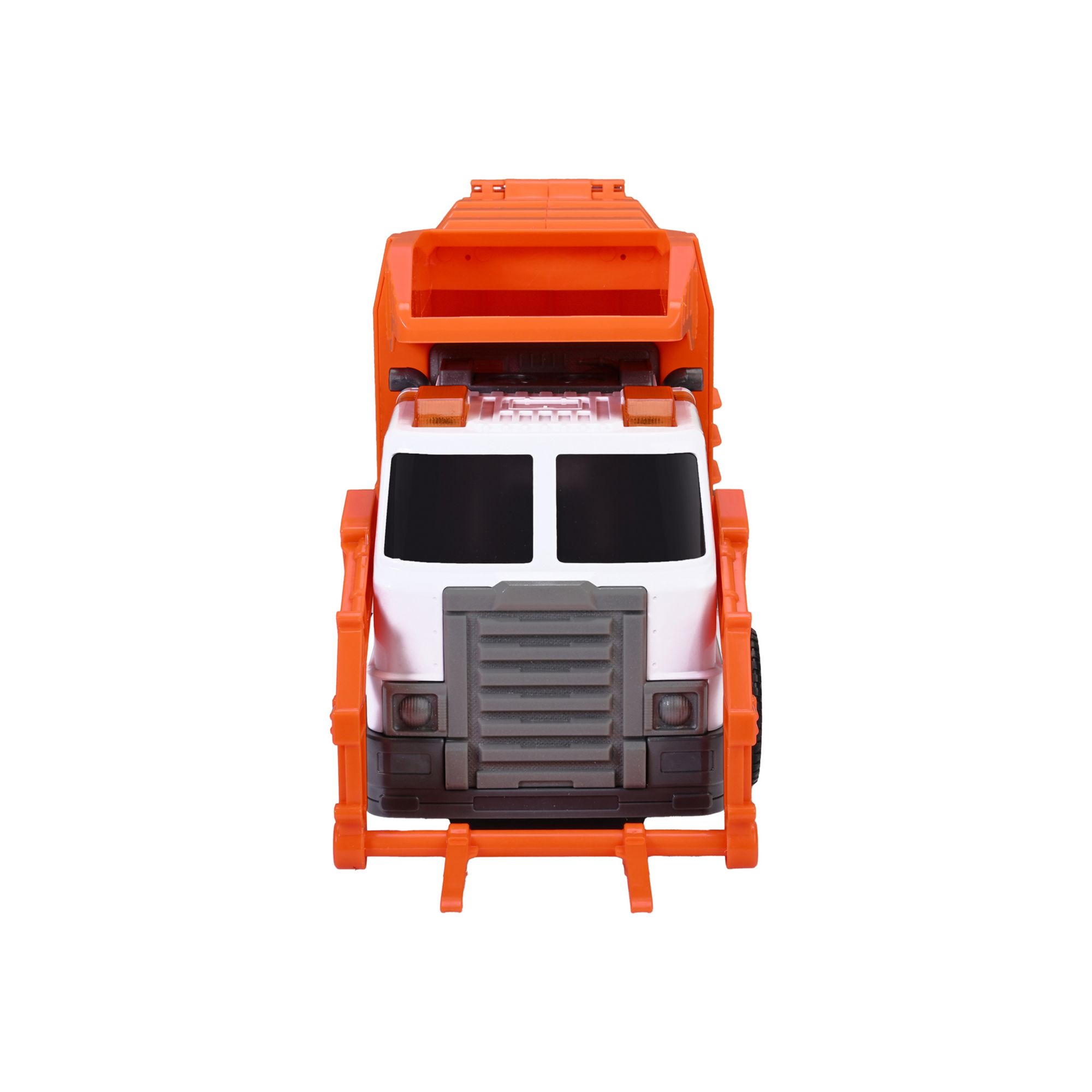 Dickie Toys Medium Action Series, Garbage Truck, Orange & White