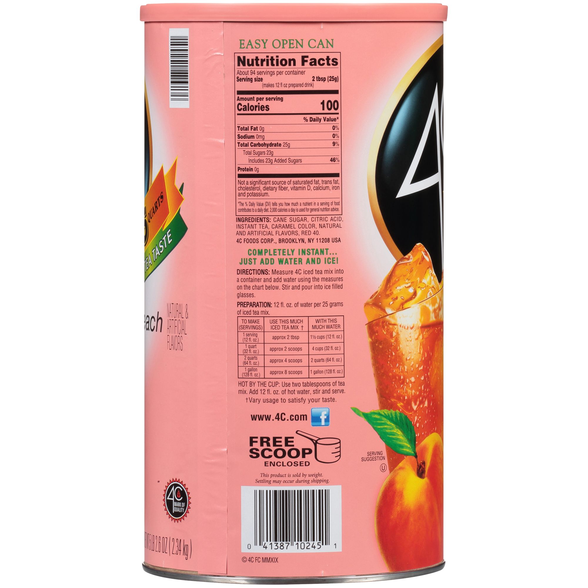 4C Peach Tea Drink Mix, 35 qt.