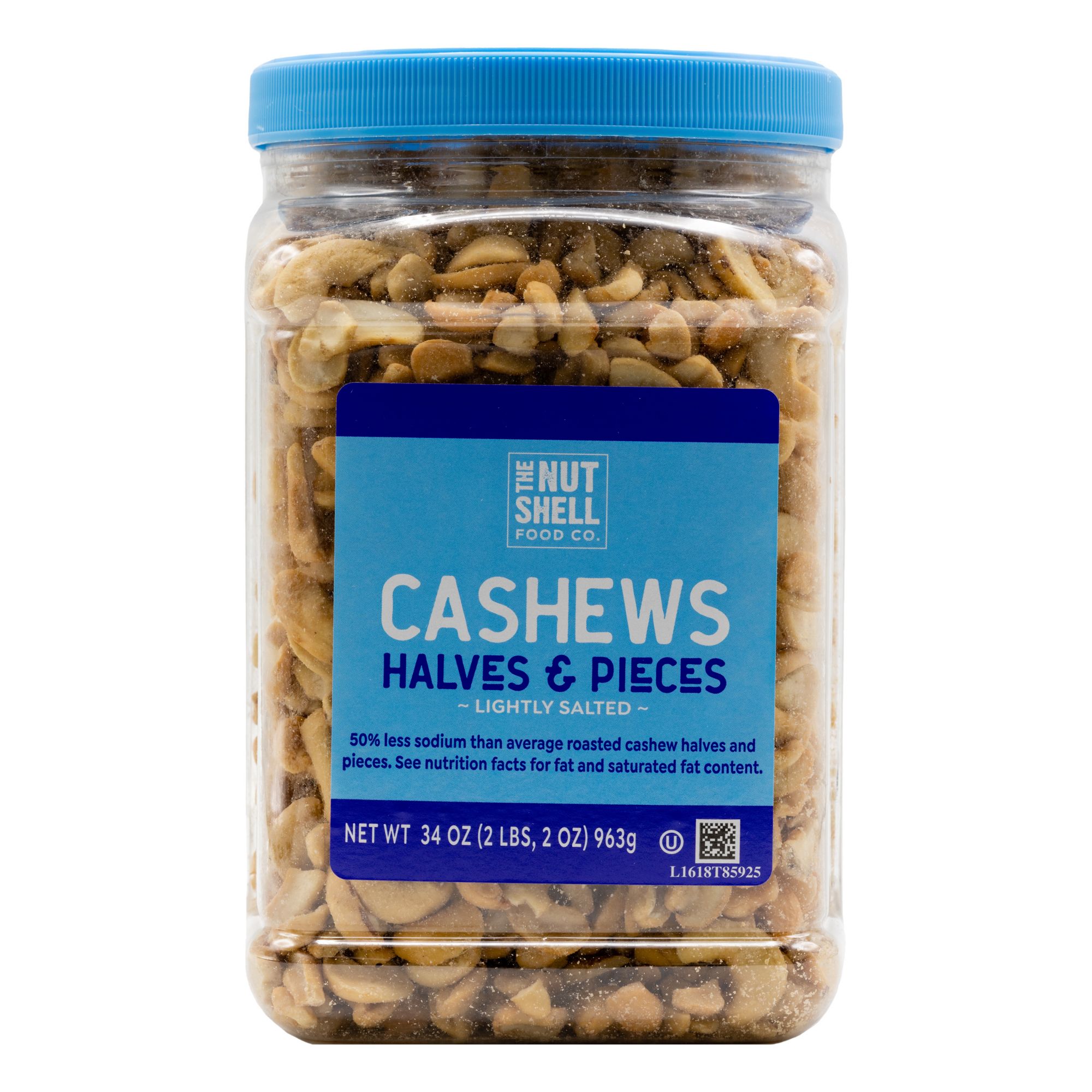 The Nutshell Food Co. Roasted, Lightly Salted Halves & Pieces Cashews, 34  oz.