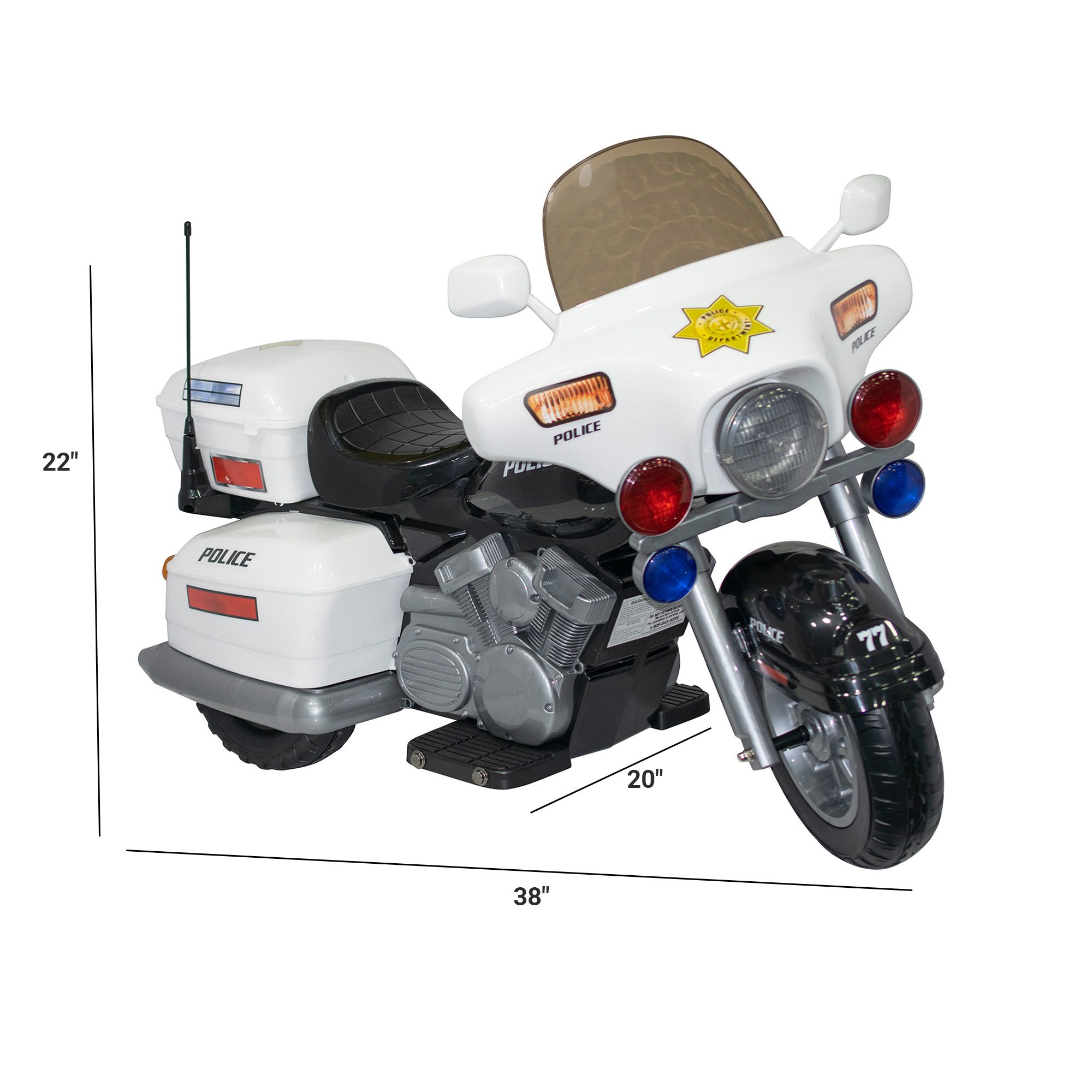 Kid motorz police motorcycle sport quad 12 volt store ride on