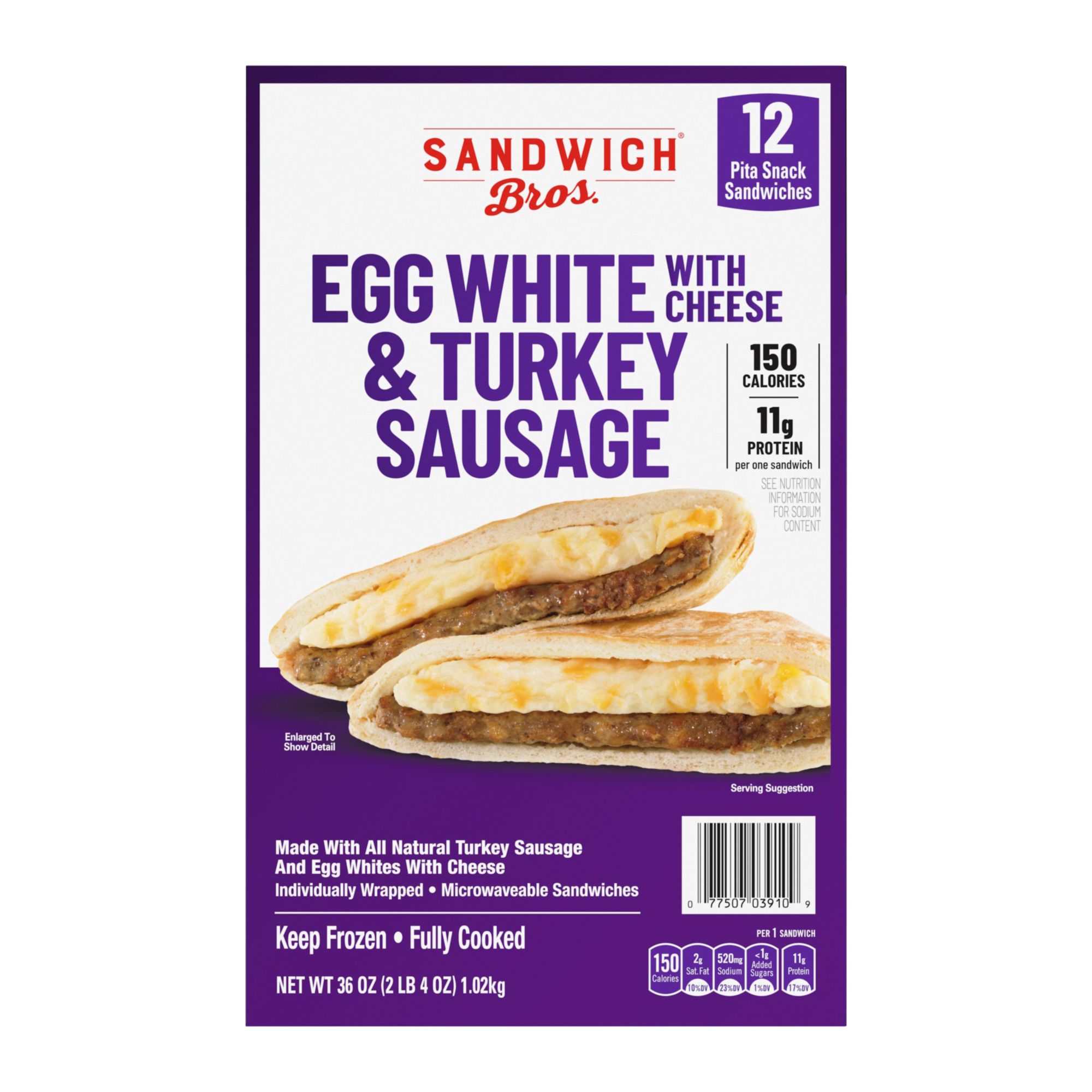 Red's Gluten-Free Turkey Sausage Egg'wich Breakfast Sandwich, Frozen, 3.9  oz, 4 Ct Box