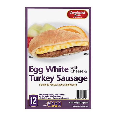 Sandwich Bros Turkey Sausage Egg White, 12 ct.