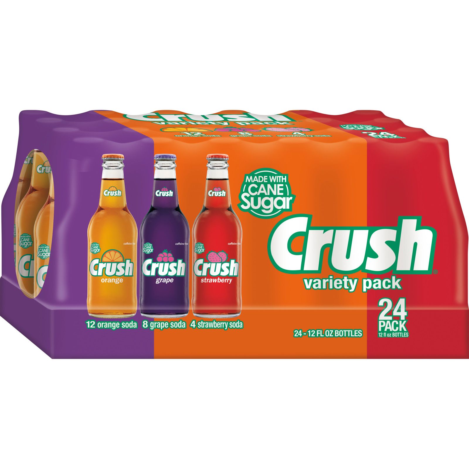 Crush Orange, Strawberry, and Cream Soda Real Sugar Variety Pack, 24 pk./12  oz. Glass Bottles