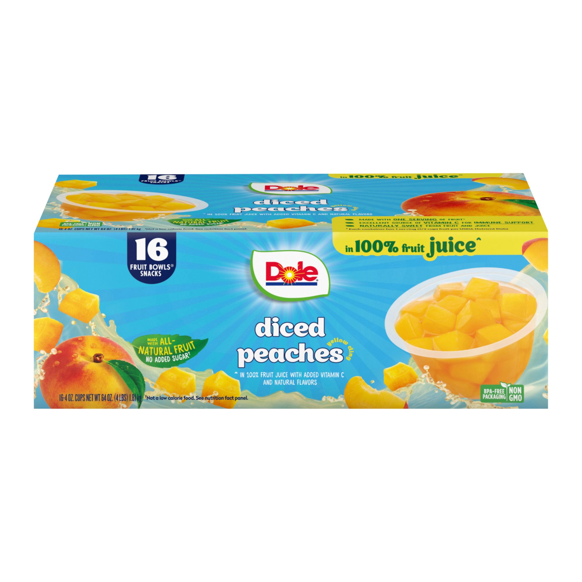 Premium Diced Peaches in Natural Juice 4.5 oz. Cups - 96/Case