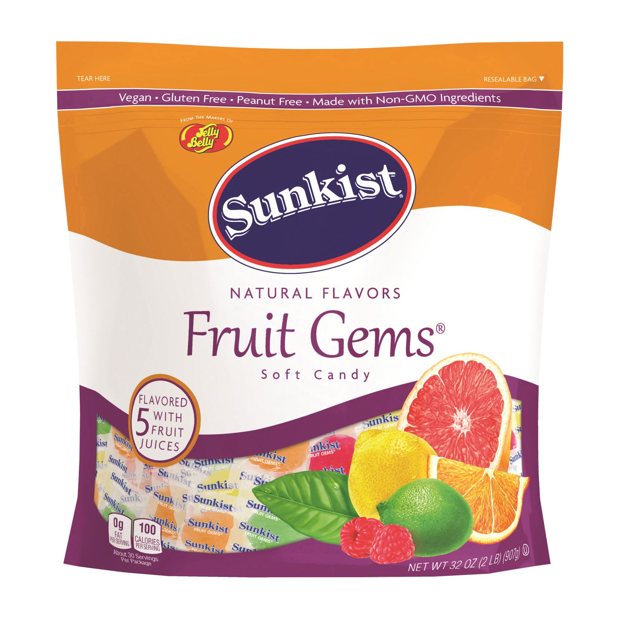 Sunkist Fruit Gems Assorted Soft Candy 2 lbs.