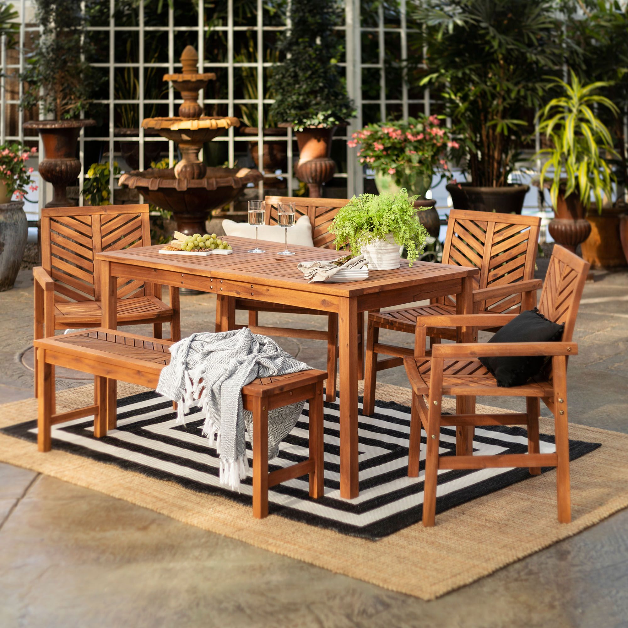 W. Trends 6 Pc. Patio Acacia Dining Set BJ s Wholesale Club