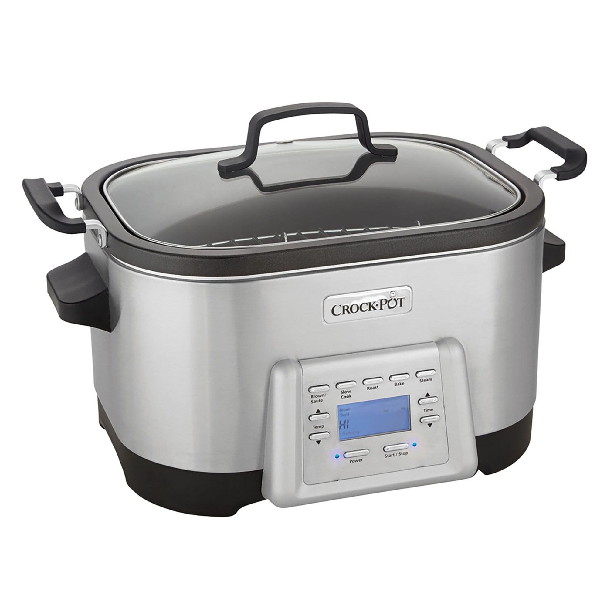 Crock-Pot Portable 7 Quart Slow Cooker with Locking Lid and Auto Adjust  Cook Time Technology, Stainless Steel