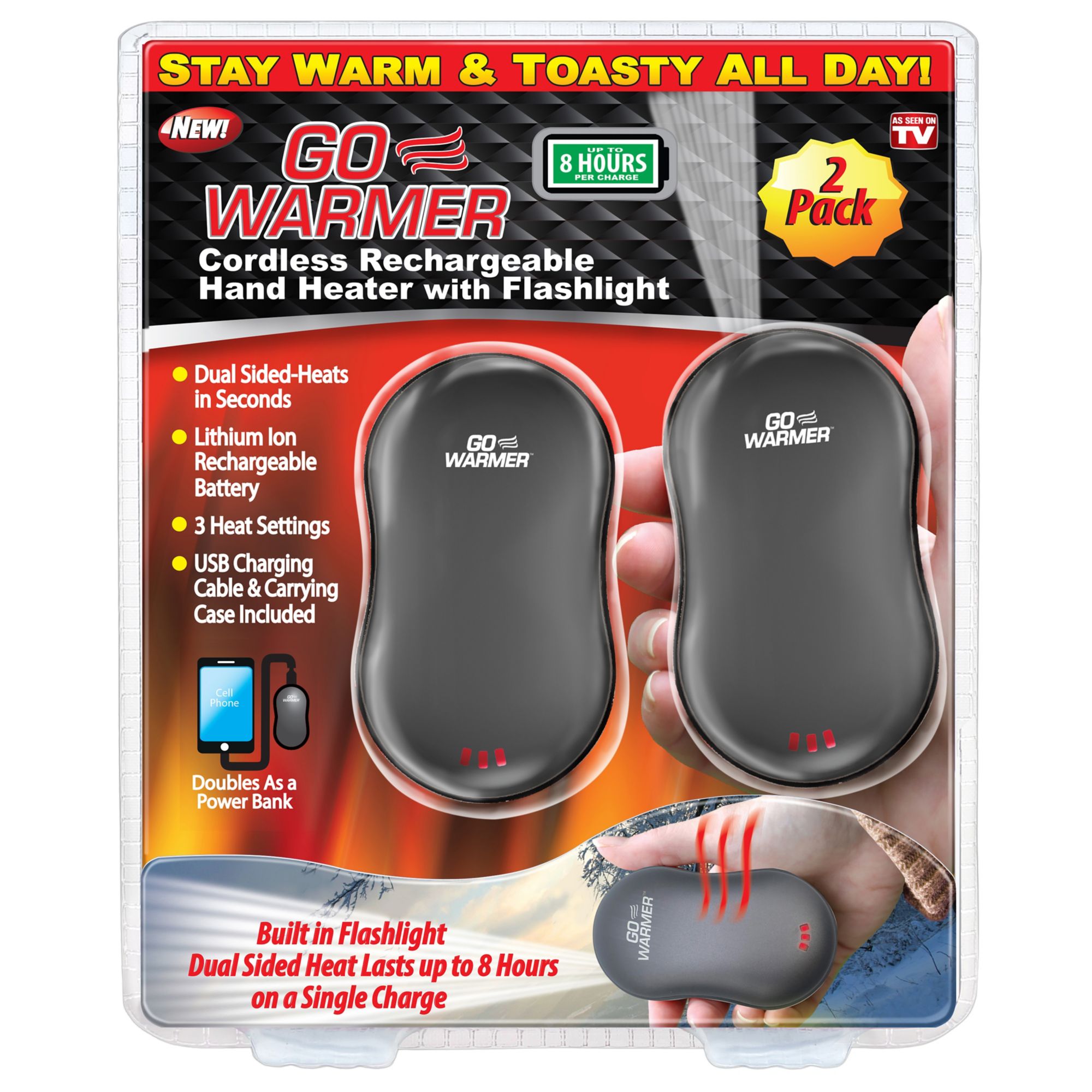 Go Warmer Cordless Rechargeable Hand Heater / Power Bank New