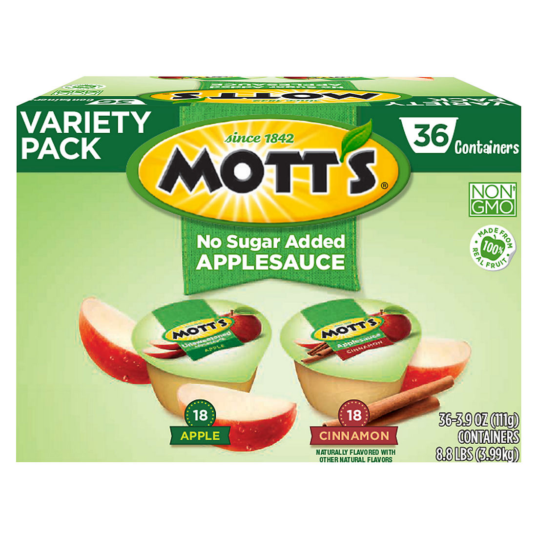 Mott's Applesauce No Sugar Added Variety Pack, 36 ct.