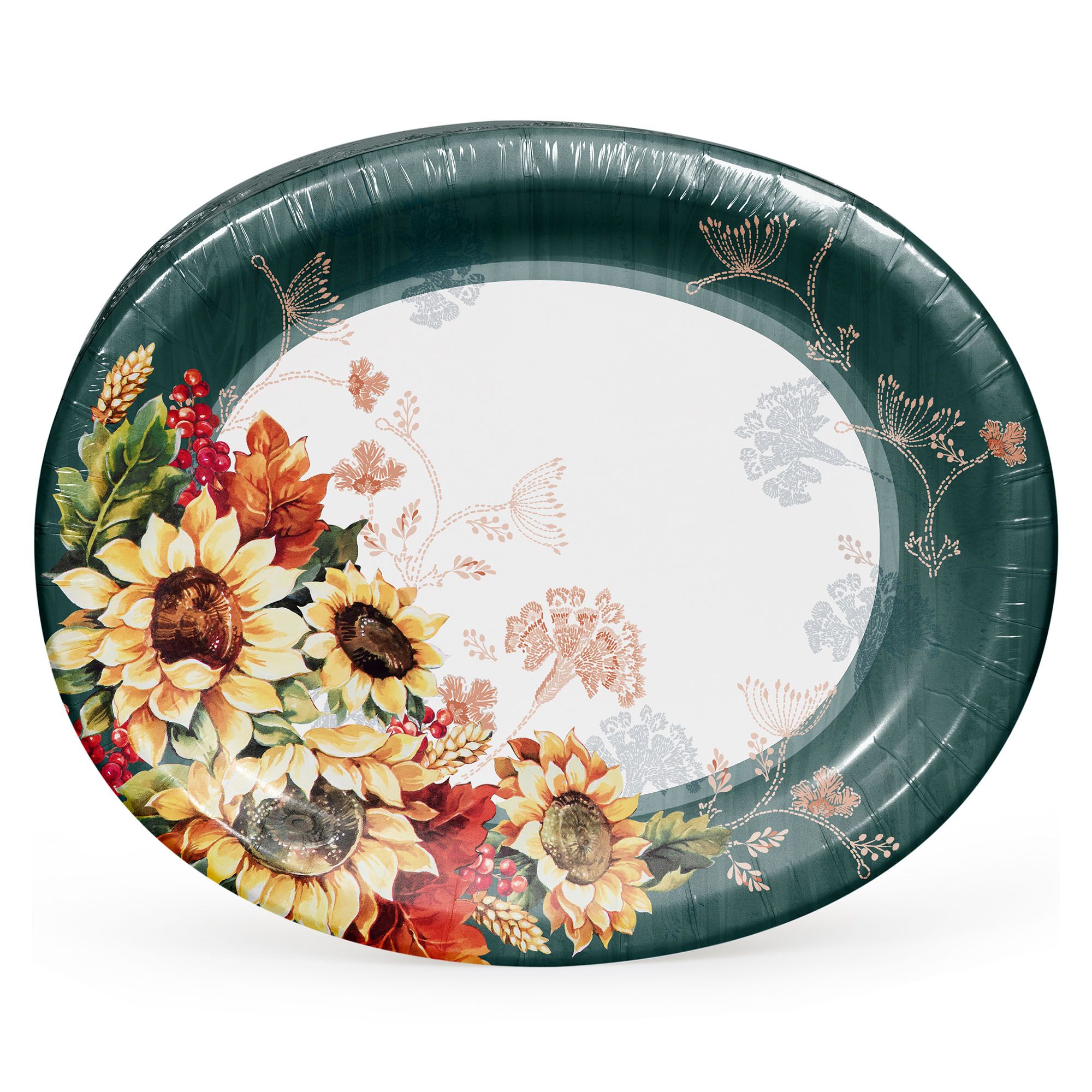 Artstyle Oval Paper Plate & Napkin Bundle, Holiday Greens, 200