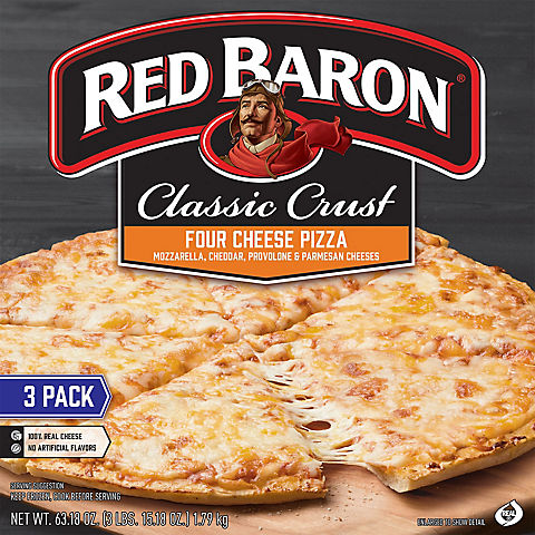Red Baron Classic Crust Four Cheese Pizza, 3 pk.
