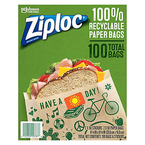 Ziploc Paper Sandwich Bags, 100 ct.