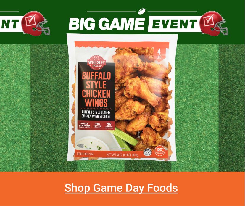 Text: Shop Game Day Foods