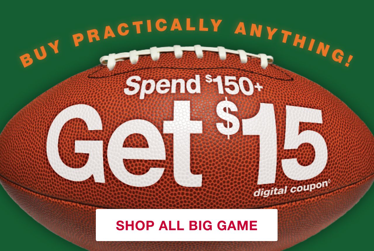 Text: Big Game Event. Shop all big game