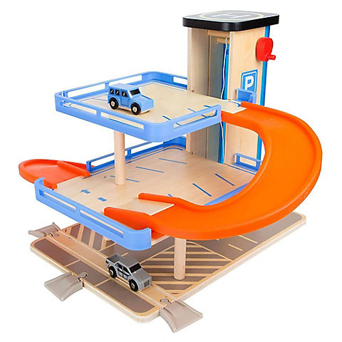 Small Foot Wooden Toys Multi-Level Parking Garage Complete Playset