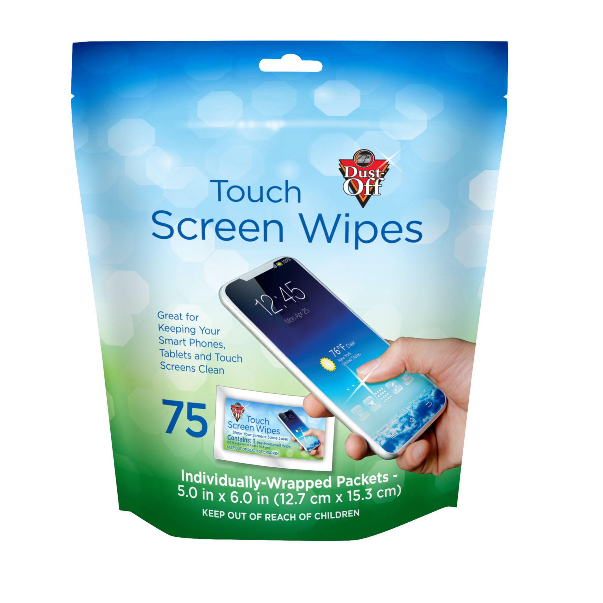 DUST-OFF, Screen Wipes,Multi-Purpose,Alcohol-free - 51VN34