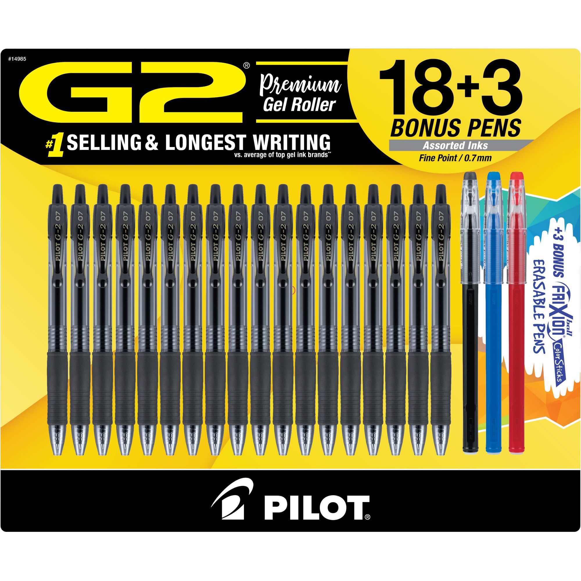 Pilot G2 07 Gel Ink Rolling Ball Pen Refills, 0.7mm Fine Point, 3 Packs