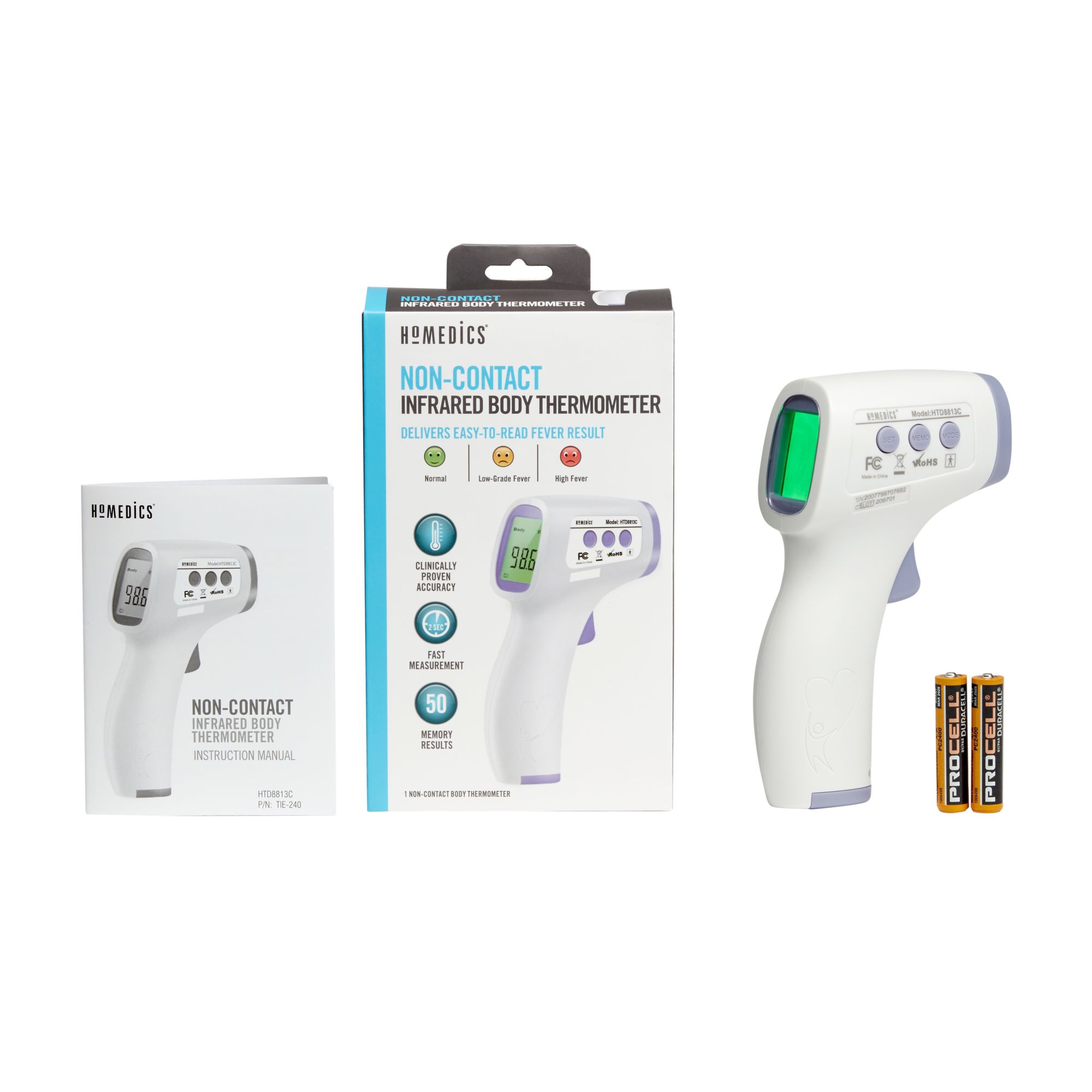 HUBERT® Touchless Infrared Forehead Thermometer