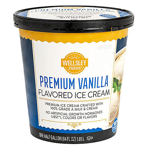 Wellsley Farms Premium Vanilla Ice Cream, 64 oz.
