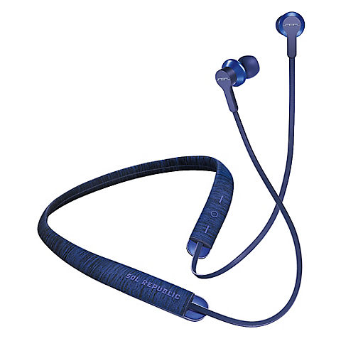 SOL REPUBLIC Shadow Fusion Wireless Neckband Earphones with Bluetooth - Blue