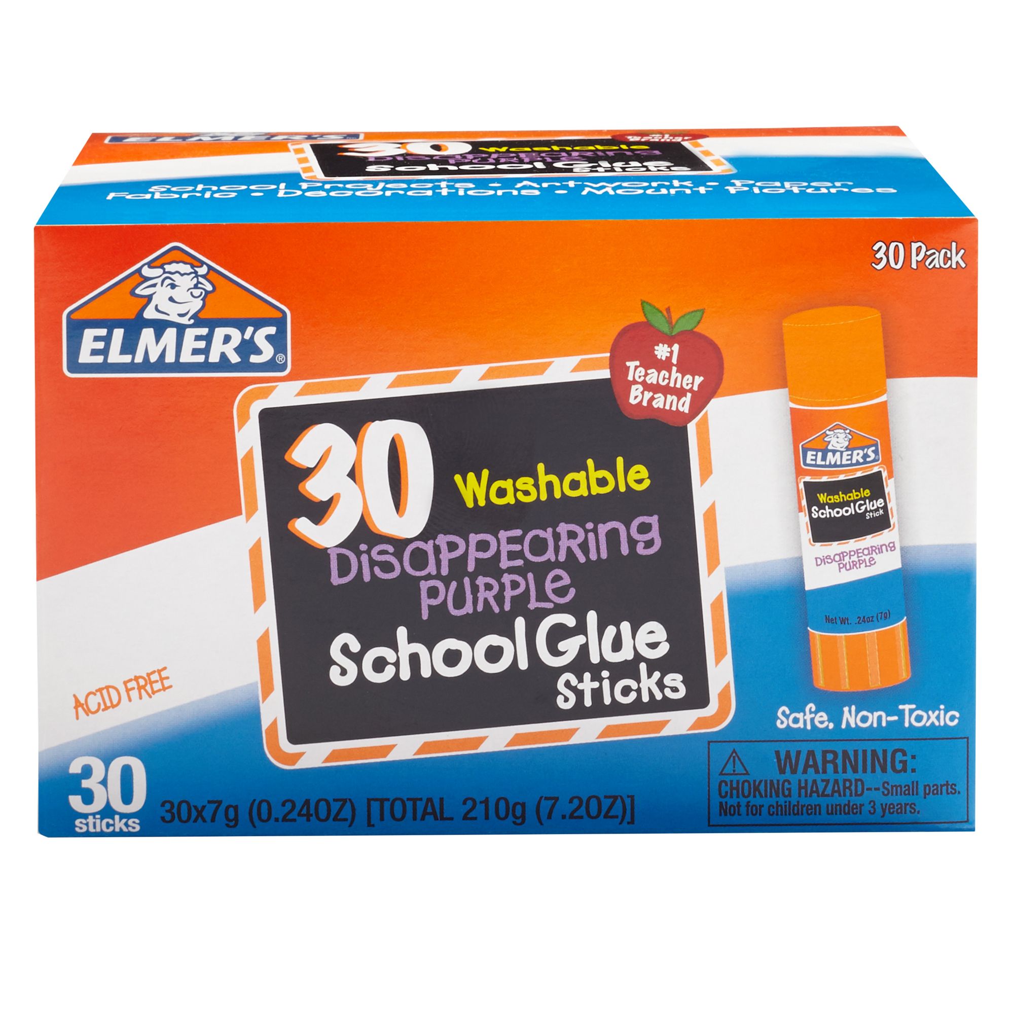 Elmer S Washable Disappearing Purple School Glue Sticks, 3 Ct.