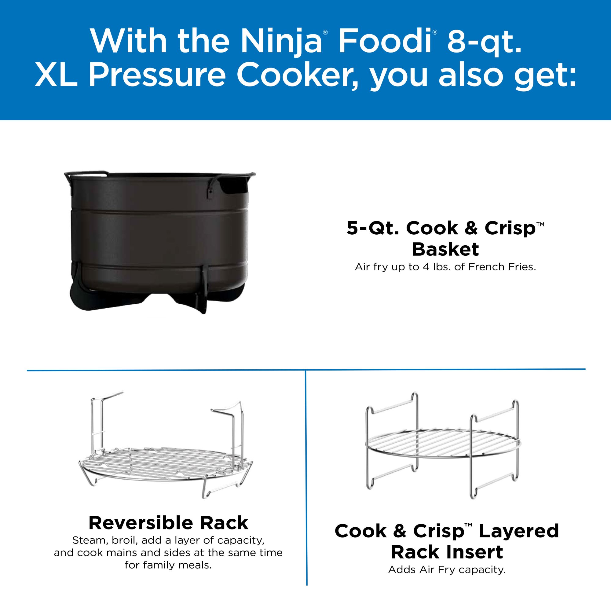 Ninja Foodi 8 qt. 12 in 1 Deluxe XL Pressure Cooker Air Fryer 1760 W2 gal  Cooking Frying Yogurt Sear Sauteing Baking Roast Black Stainless Steel  Silver - Office Depot