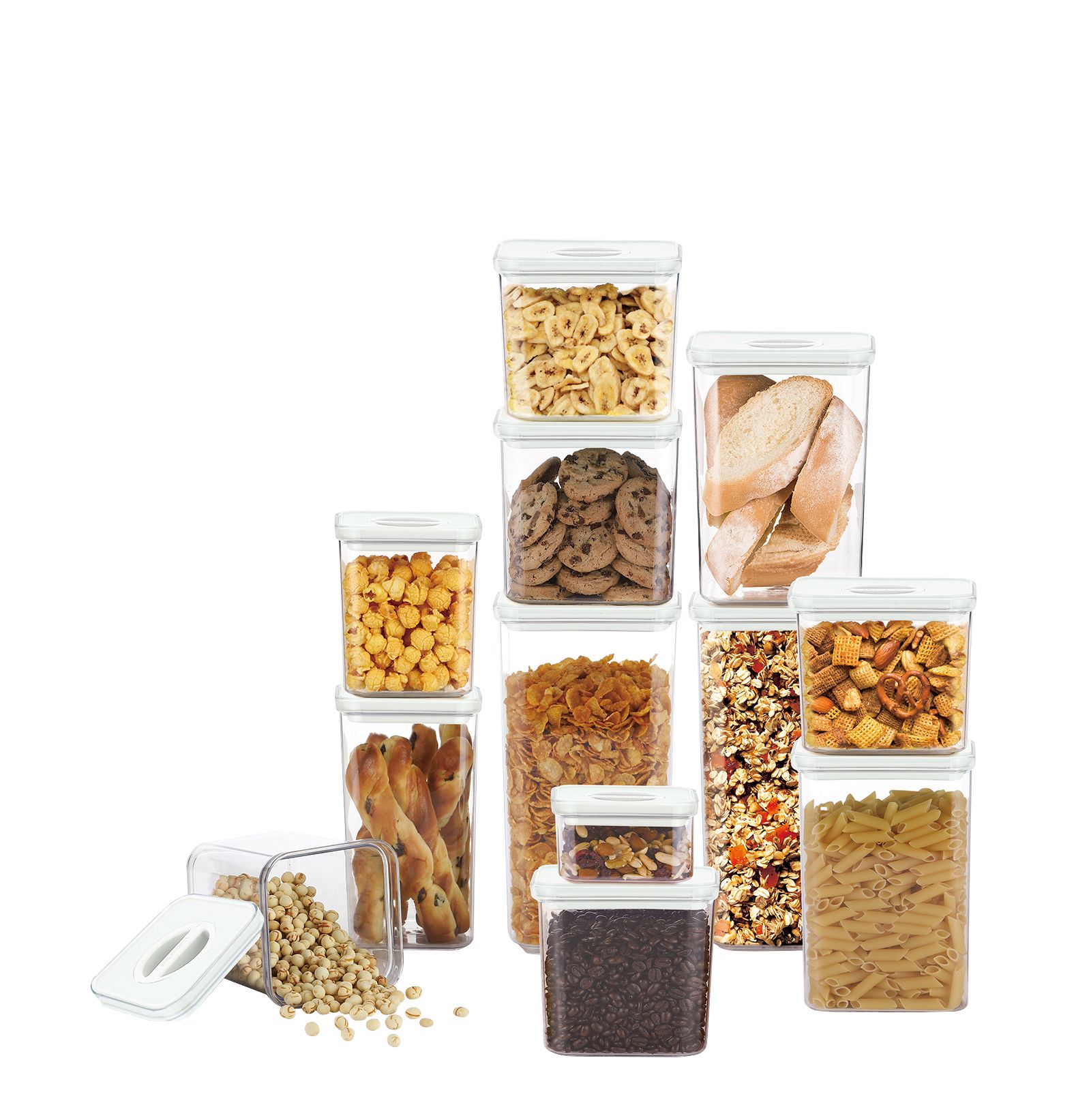 Airtight Food Storage Containers - 5 Piece Set - Air Tight Lid - Kitchen &  Pantry Containers - Clear Thick Plastic Canisters - BPA-Free - Keeps Food