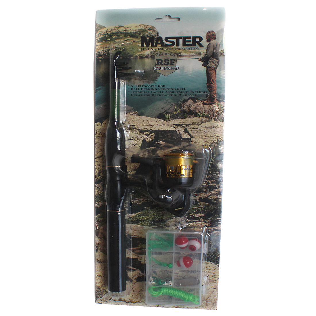 Master Fishing Tackle BP-1 Telescopic Rod/Reel Combo - Black/Gold