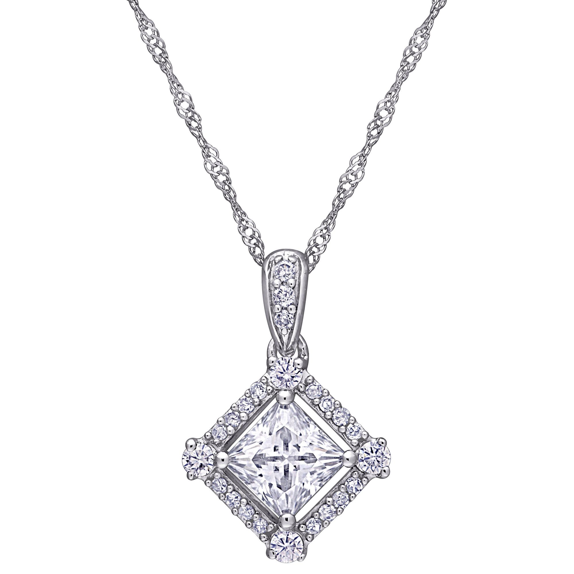 1/10 Carat T.W. Diamond 10k White Gold Halo Pendant Necklace