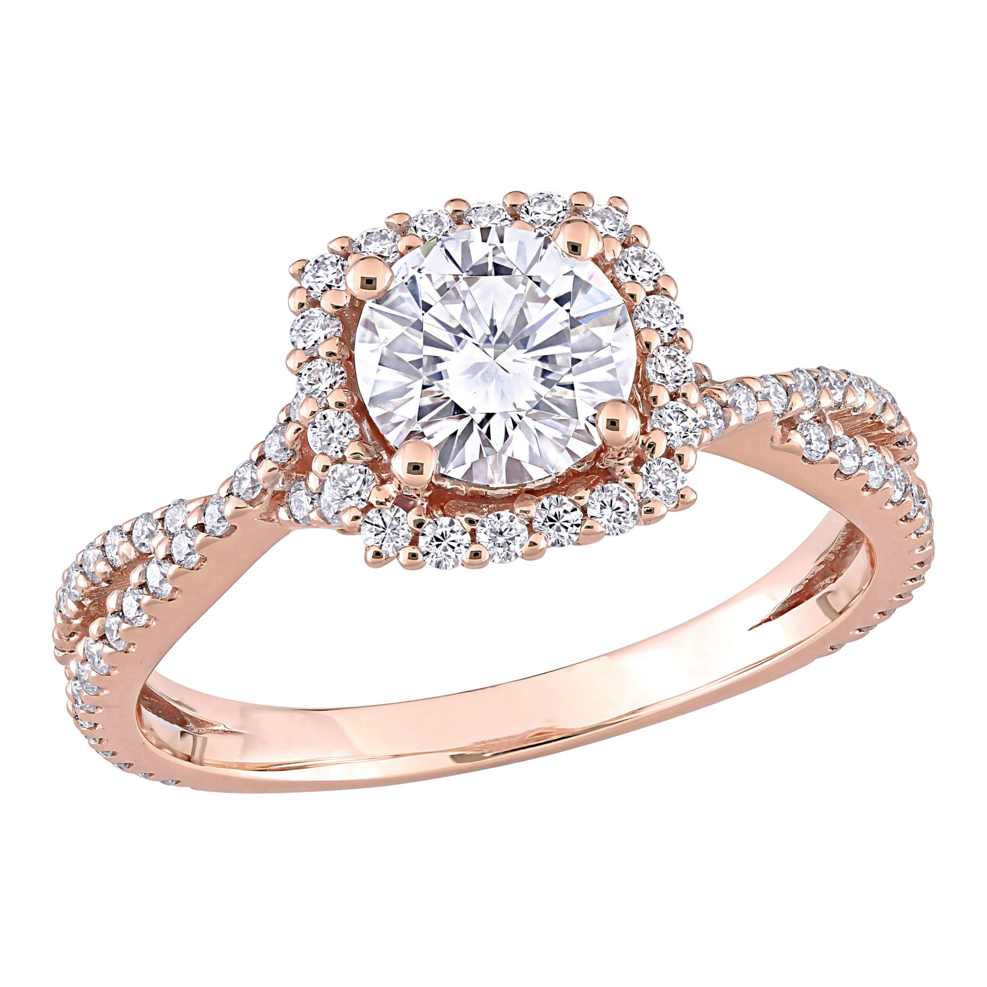 Rose gold square hot sale diamond engagement ring