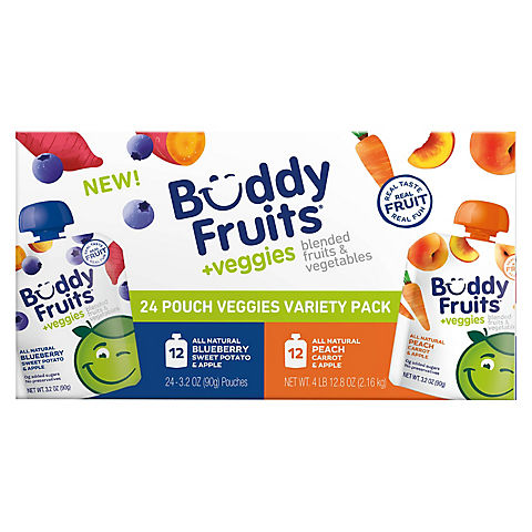 Buddy Fruits Blended Veggie and Fruit Pouches Variety Pack, 24 ct.