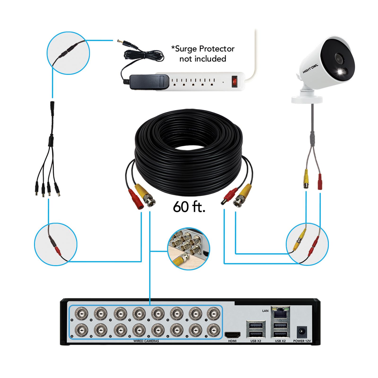 Night Owl 16-Channel 10-Camera 1080p Security System with 1TB HDD DVR and Spotlights