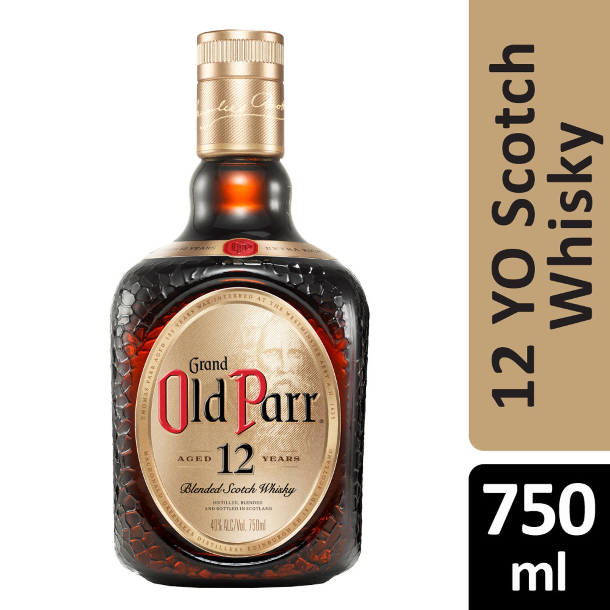 Old Parr Aged 12 Years Deluxe Blended Scotch Whisky, 750ml