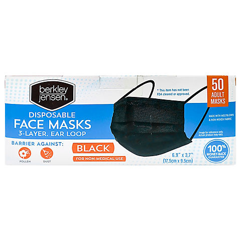 Adult Black Disposable Face Mask, 50 ct.