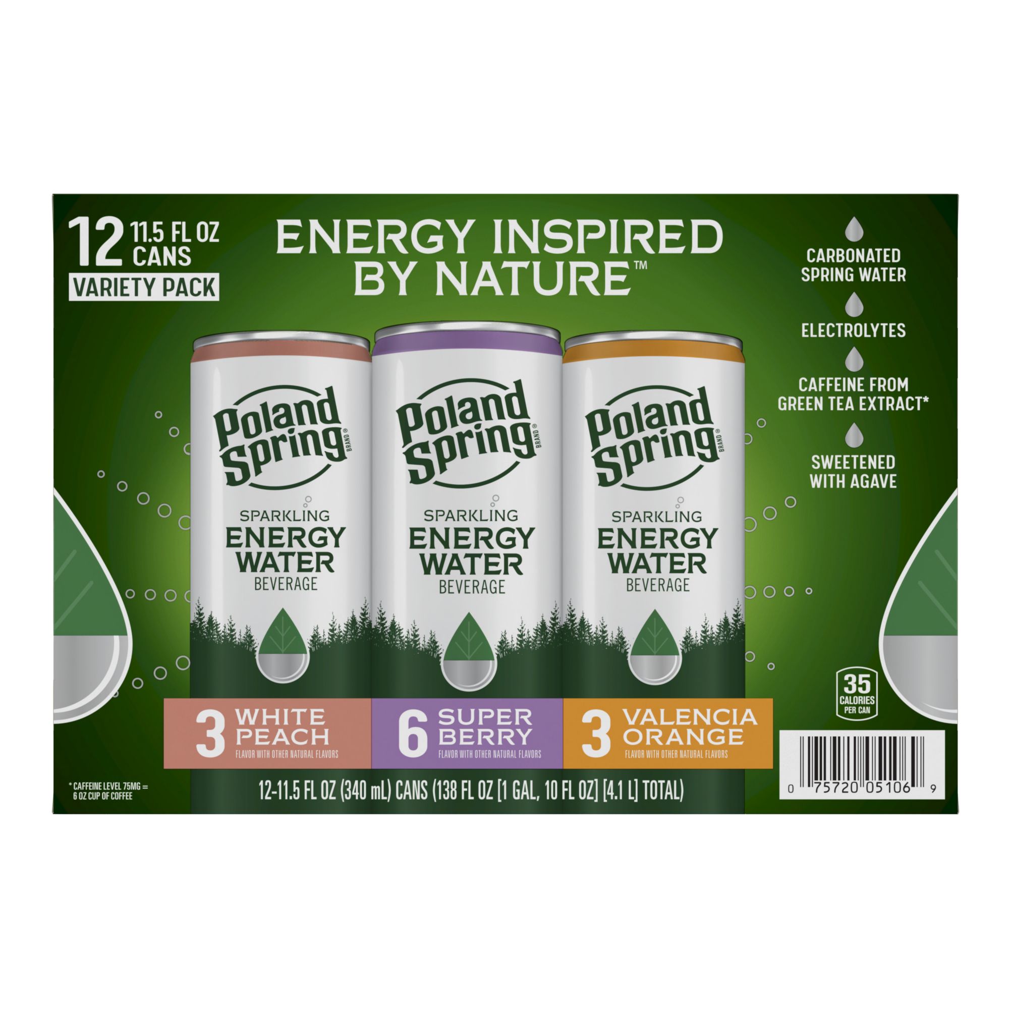 Poland Spring Sparkling Energy Water Beverage Variety Pack 11 5 Fl Oz 12 Pk Bjs Wholesale Club