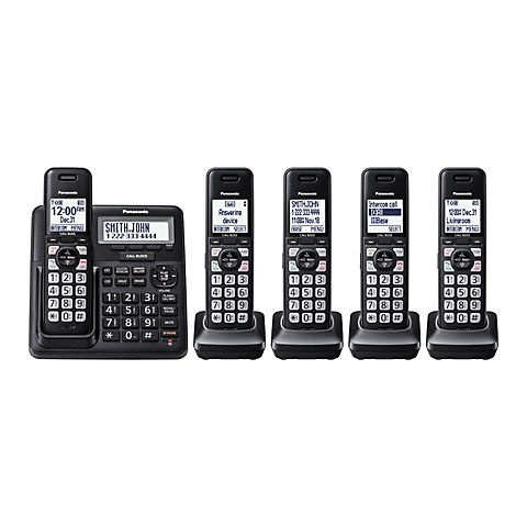 Panasonic DECT 6.0 5-Handset Cordless Phone with Talking Caller ID, Advanced Call Block System and Answering System