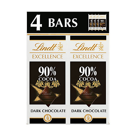 Lindt Excellence 90% Dark Chocolate Candy Bar, 4 ct./3.5 oz.