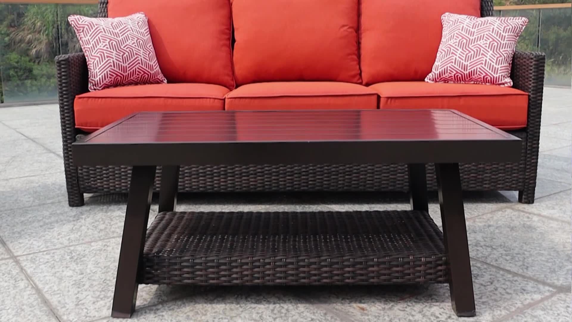 Berkley Jensen Montauk 4-Pc. Wicker Conversation Set - Sunset Orange