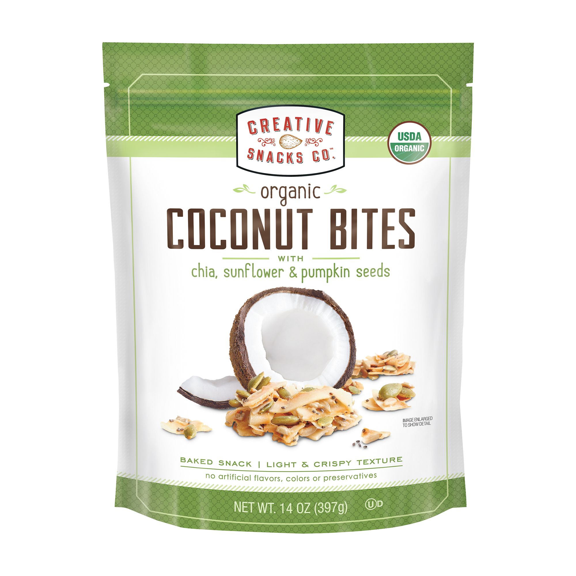  Creative Snacks Naturally Wholesome and Delicious Organic  Coconut Snacks with Chia, Sunflower and Pumpkin Seeds,3 Pack of Handy 4  Ounce Resealable Bags : Grocery & Gourmet Food