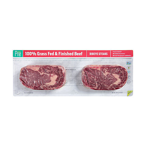 Pre Brands 100% Grass-Fed and Finished Ribeye Steaks - Two Pack, 1.18-1.35 lbs.