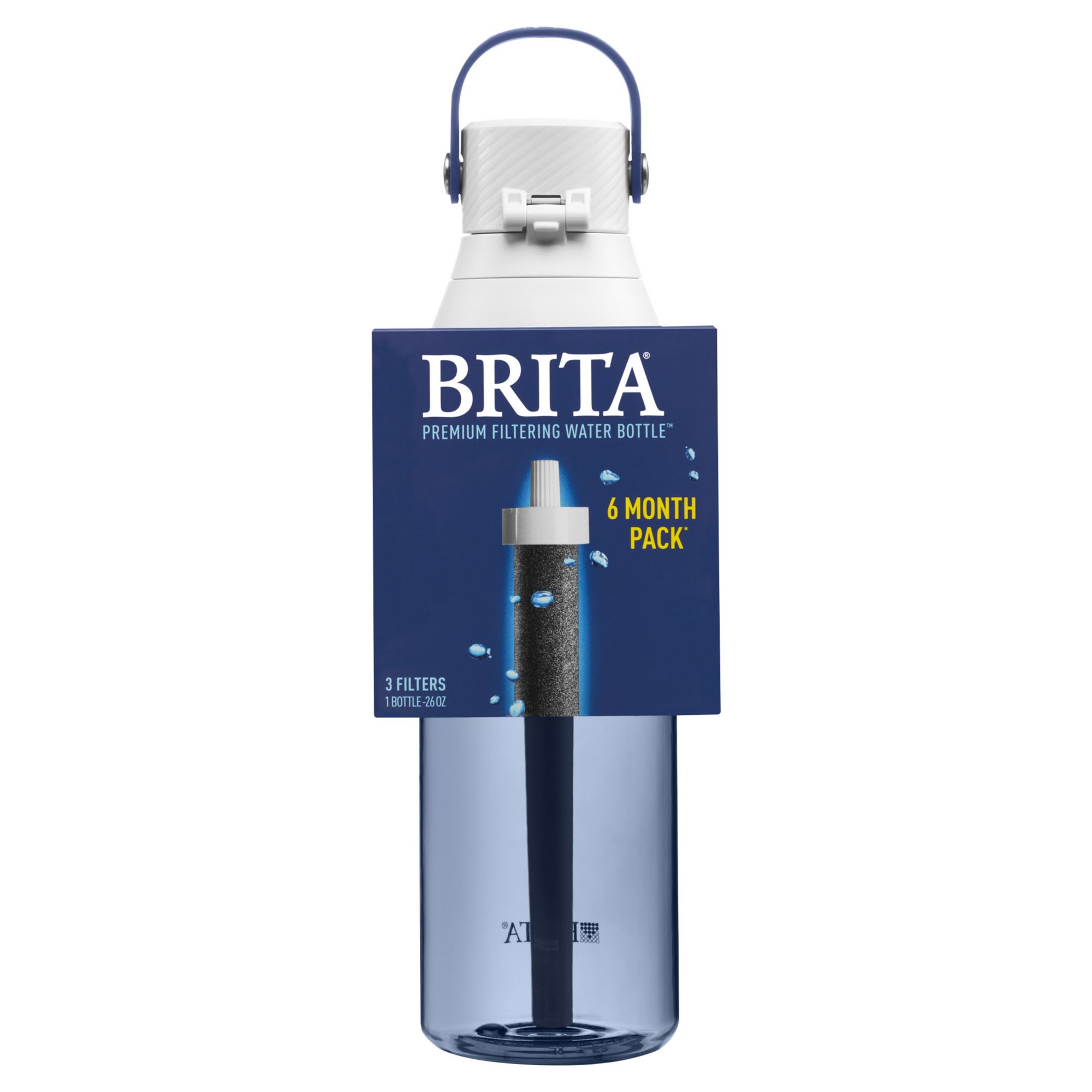 Brita 23.7 Ounce Hard Sided Water Bottle with 1 Filter, BPA Free
