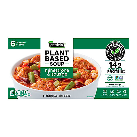Gardein Plant Based Soup Minestrone & Saus'ge 15 oz. Can, 6 pk.