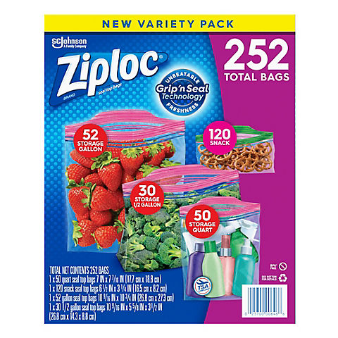 Ziploc Storage Transport Variety Pack, 252 ct.