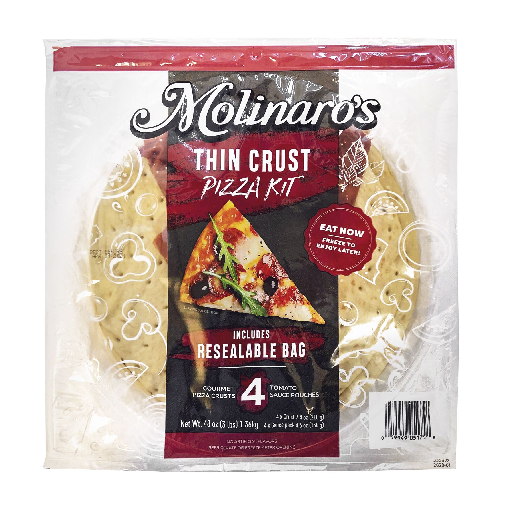 Molinaros Thin Crust Pizza Kit, 4 ct.