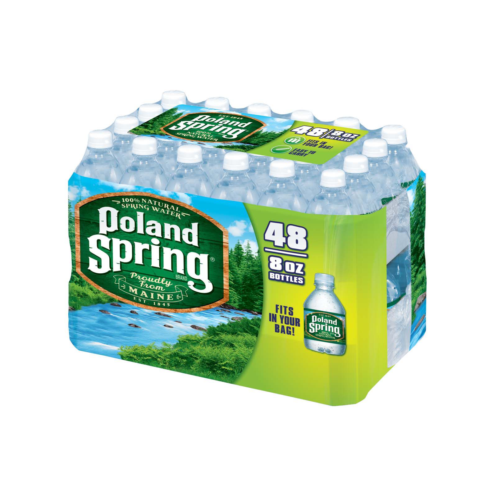 Poland Spring 100% Natural Spring Water, Regular Flavor, 8 oz. Mini Plastic  Bottles, 48/Carton (100987), Staples