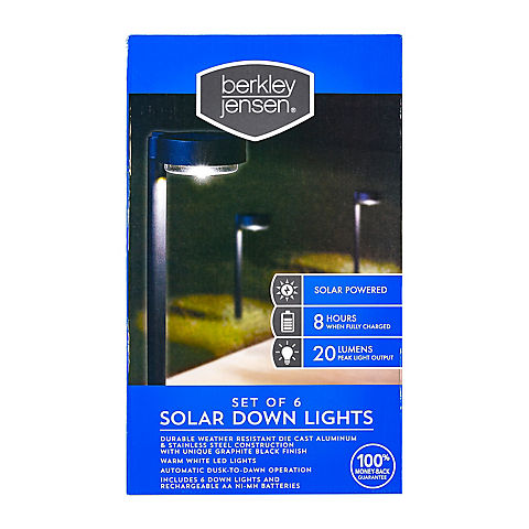 Berkeley Jensen 20-Lumen Solar Down Lights, 6 pk. - Graphite Black