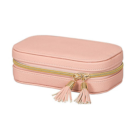 Mele and Co. Lucy Travel Jewelry Case - Textured Pink Vegan Leather