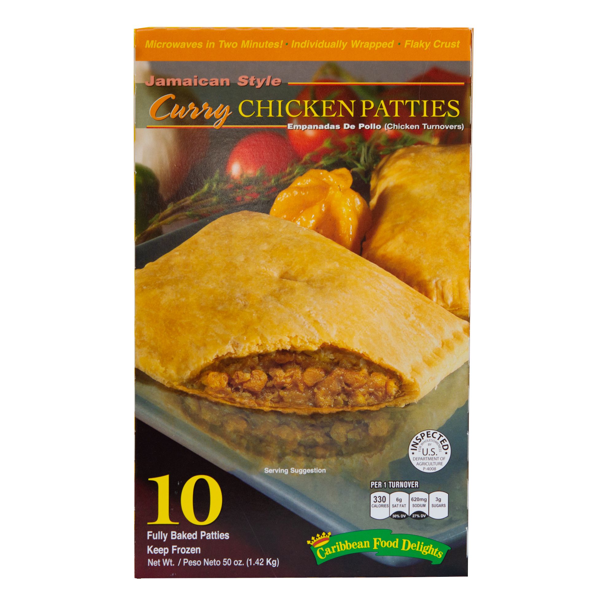 Caribbean Food Delights Jamaican Style Spicy Beef Turnover Patties, 10  count, 50 oz